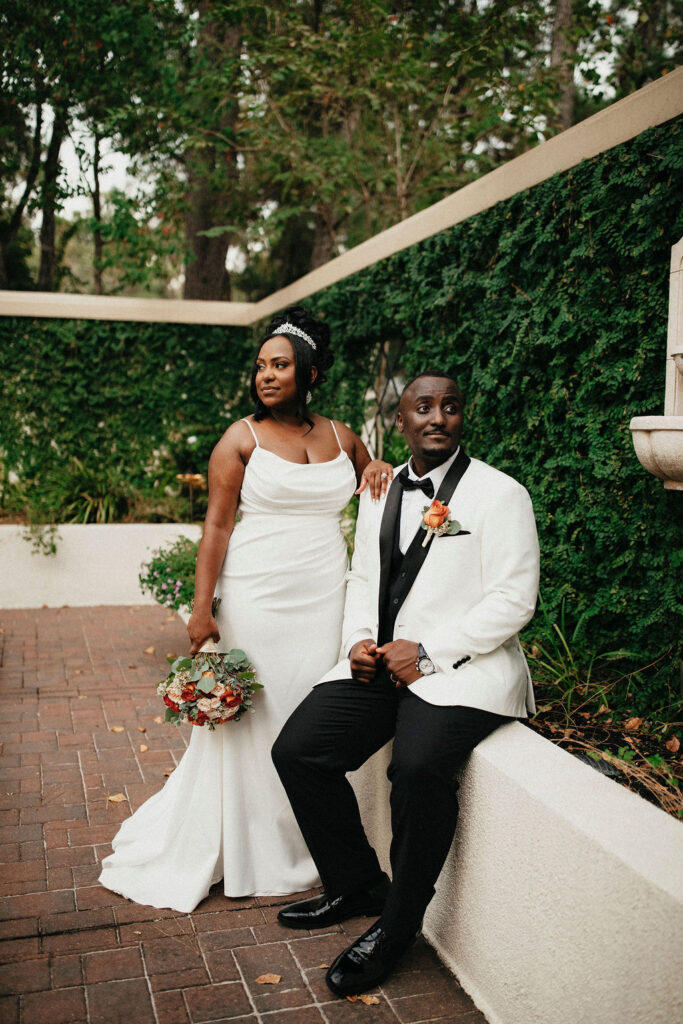 Newlyweds are photographed at the springs in cypress