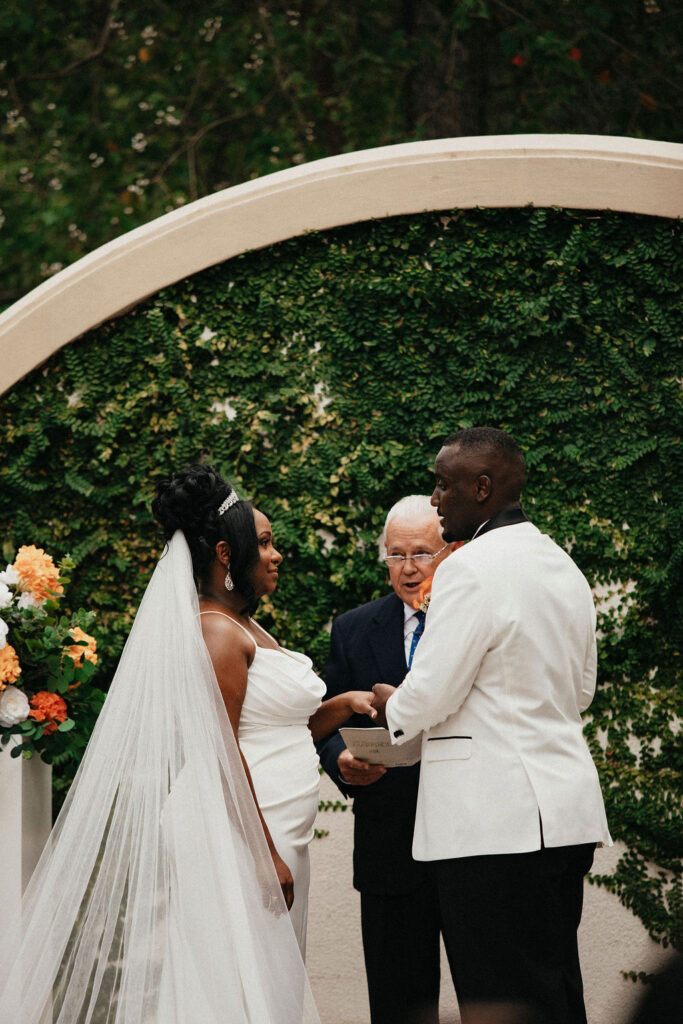 a couple is is photographed at the springs wedding