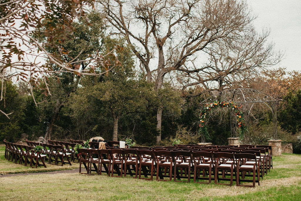 A georgetown wedding ceremony area is photographed before a winter ceremony