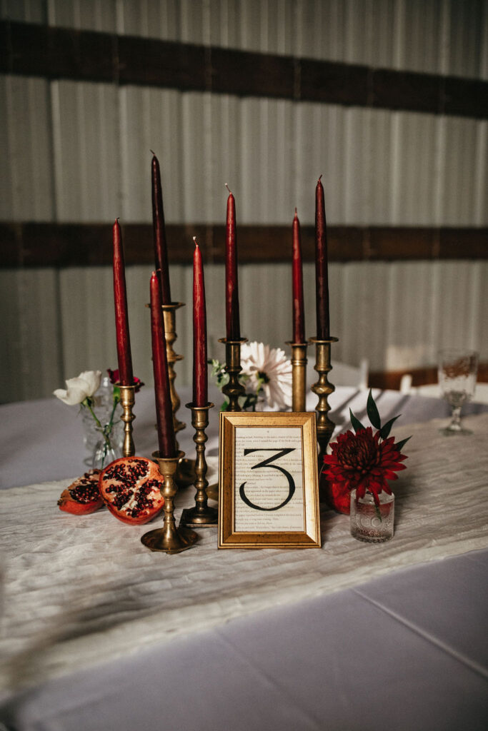 A winter tablescape at a wedding in Houston