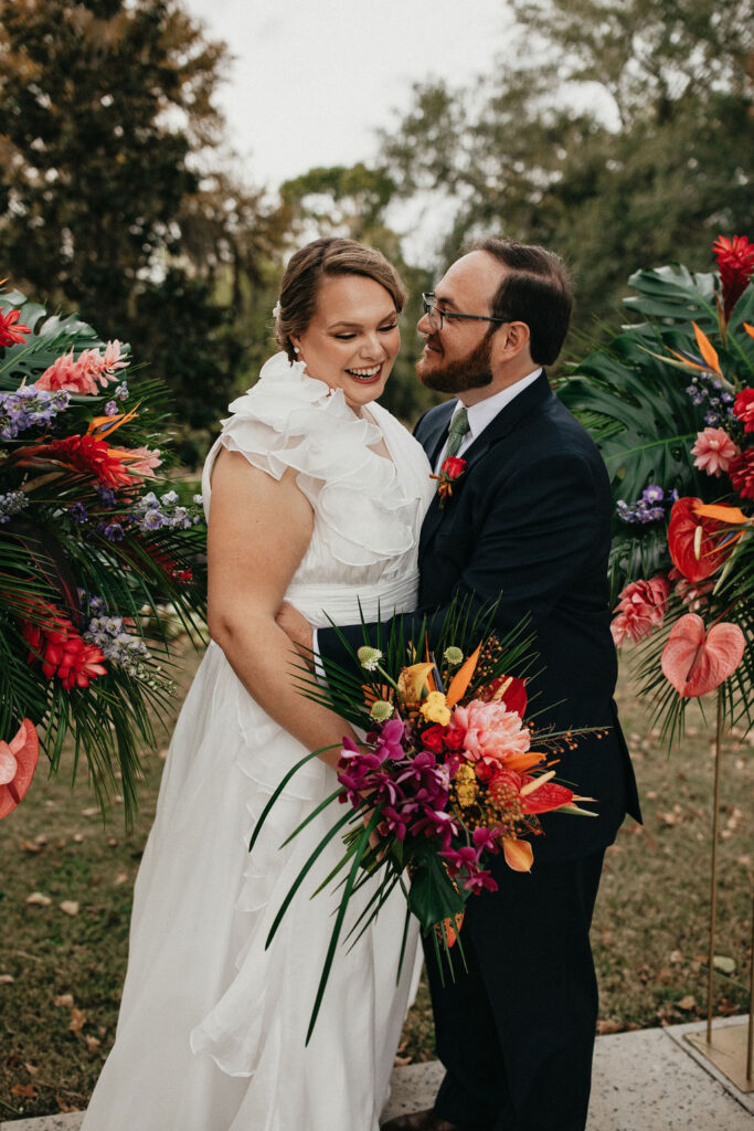 A bridal portrait taken at Houston Botanic Garden, one of the beautiful outdoor options for Houston wedding venues 