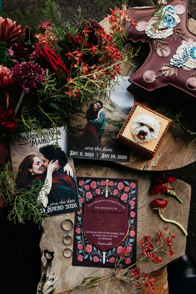 Winter wedding details are photographed at a Houston elopement. 