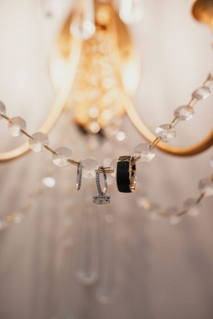 A wedding ring detail shot is captured before a Sandlewood Manor wedding in Texas. 