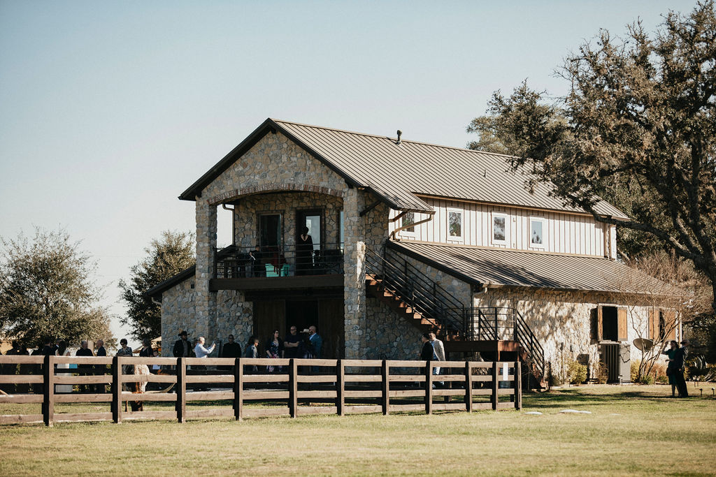 M3 Ranch, a Texas ranch & winery wedding venue, is photographed from the exterior.